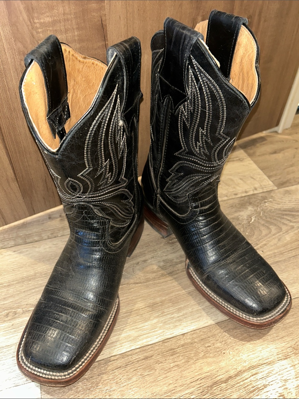 Men's Black Leather Western Cowboy Boots